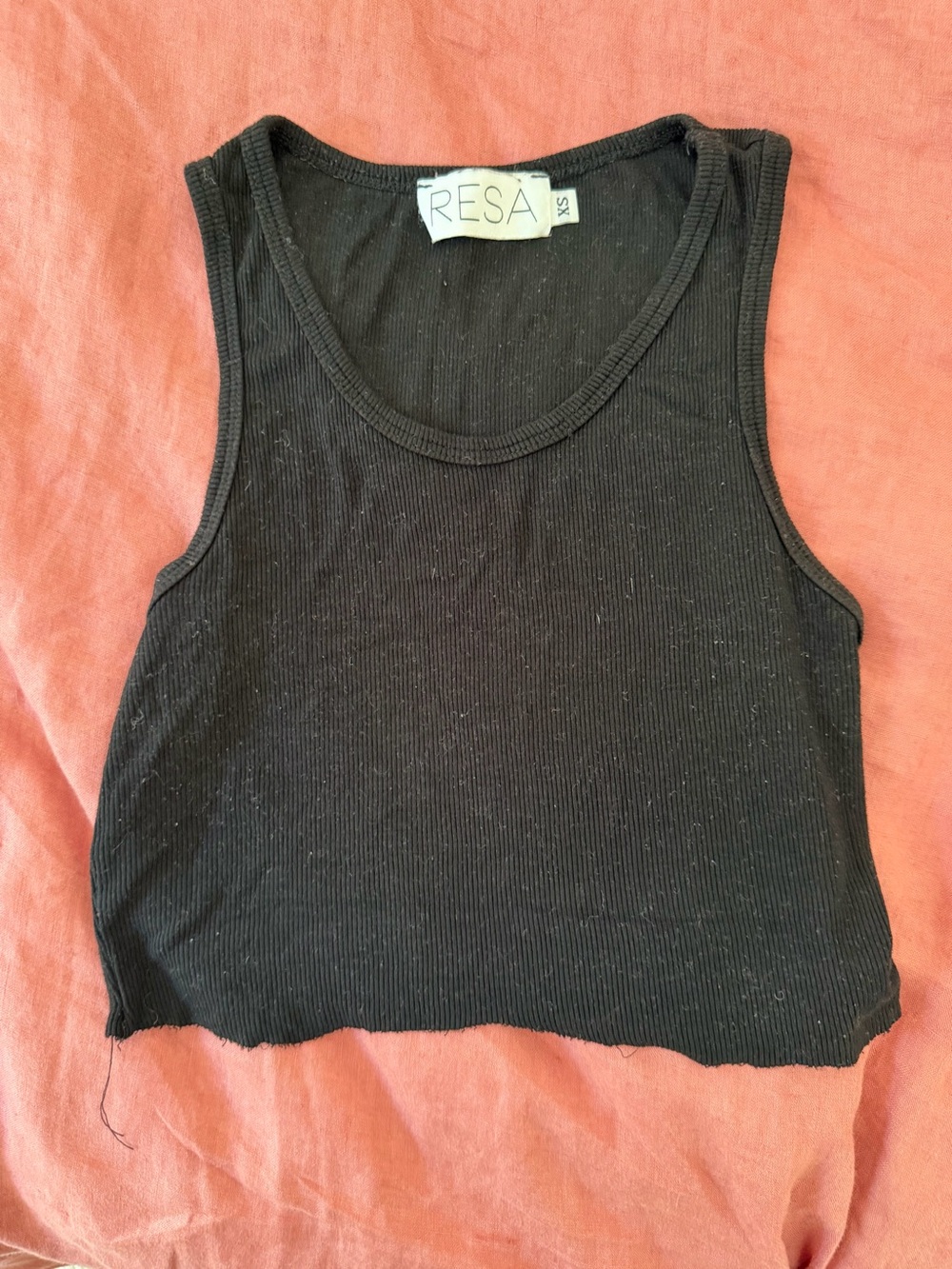 RESA Black Ribbed Cropped Tank